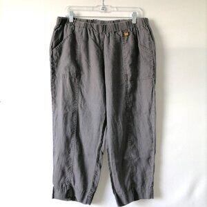 Ellen Tracy Womens Gray High Rise Slash Pocket Linen Cropped Pants Size Large
